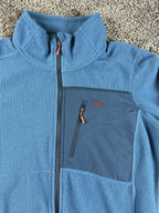 L.L.Bean Fleece Jacket Men Blue Full Zip Waffle Knit Thumbhole Cuffs Sz L