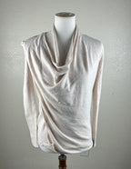 AllSaints Womens Size S Drina 100% Merino Wool Beige Asymmetric Zip Cardigan Top