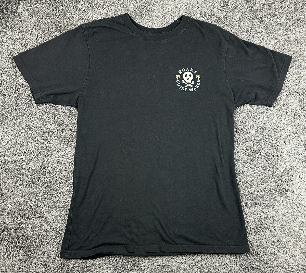 Roark Guide Works Skull Mens Large L Black Short Sleeve Graphic T Shirt Tee