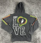 Bob Marley Zion Rootswear One Love Full Zip Hoodie Rasta Graphic Sweatshirt Sz M