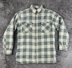 Vintage 90’s SAAB USA Mens M Green Plaid Quilted Lined Flannel Shirt Jacket Zip
