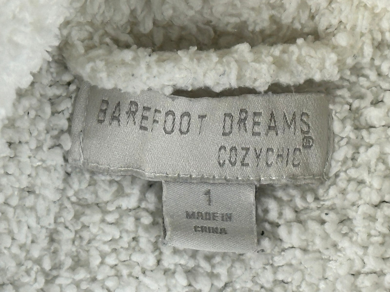 Barefoot Dreams CozyChic Adult Robe Cream White Size 1 S/M Plush Belted Pockets