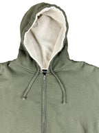 J. Peterman Mens XL Olive Green Full Zip Sherpa Lined Hood Sweatshirt Hoodie