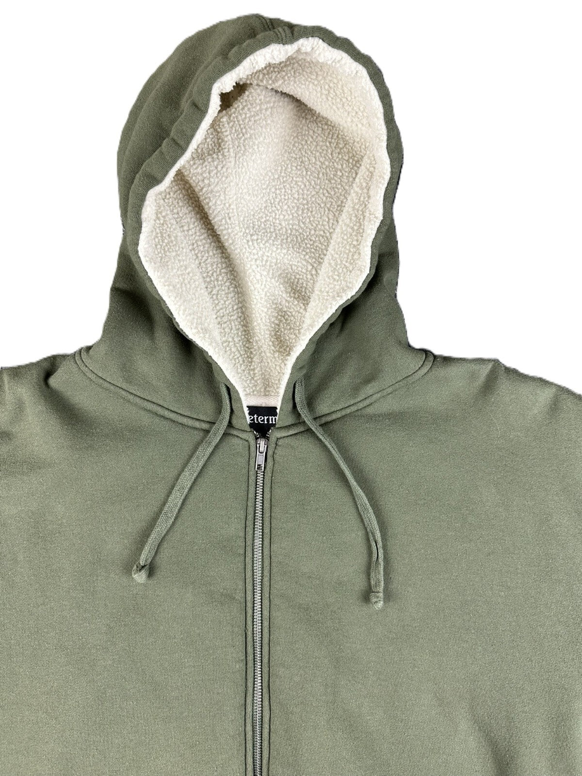 J. Peterman Mens XL Olive Green Full Zip Sherpa Lined Hood Sweatshirt Hoodie