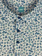 Intel Corporate Promotional Mens L White Blue Tech Print Polo Shirt