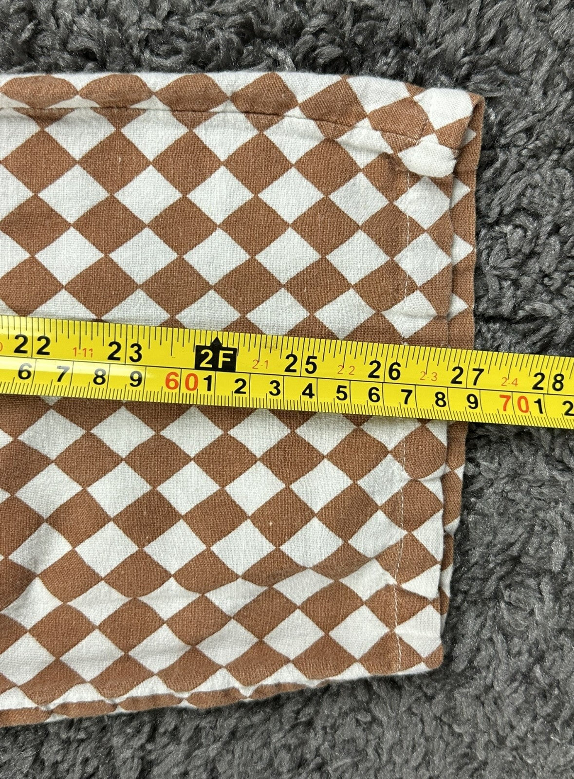 Billabong Womens Brown Checkerboard Diamond High Rise Linen Blend Pants Sz 25