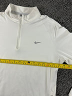 Nike Swift Dri-FIT UV 1/4 Zip Running Top Women White Long Sleeve Thumbholes L