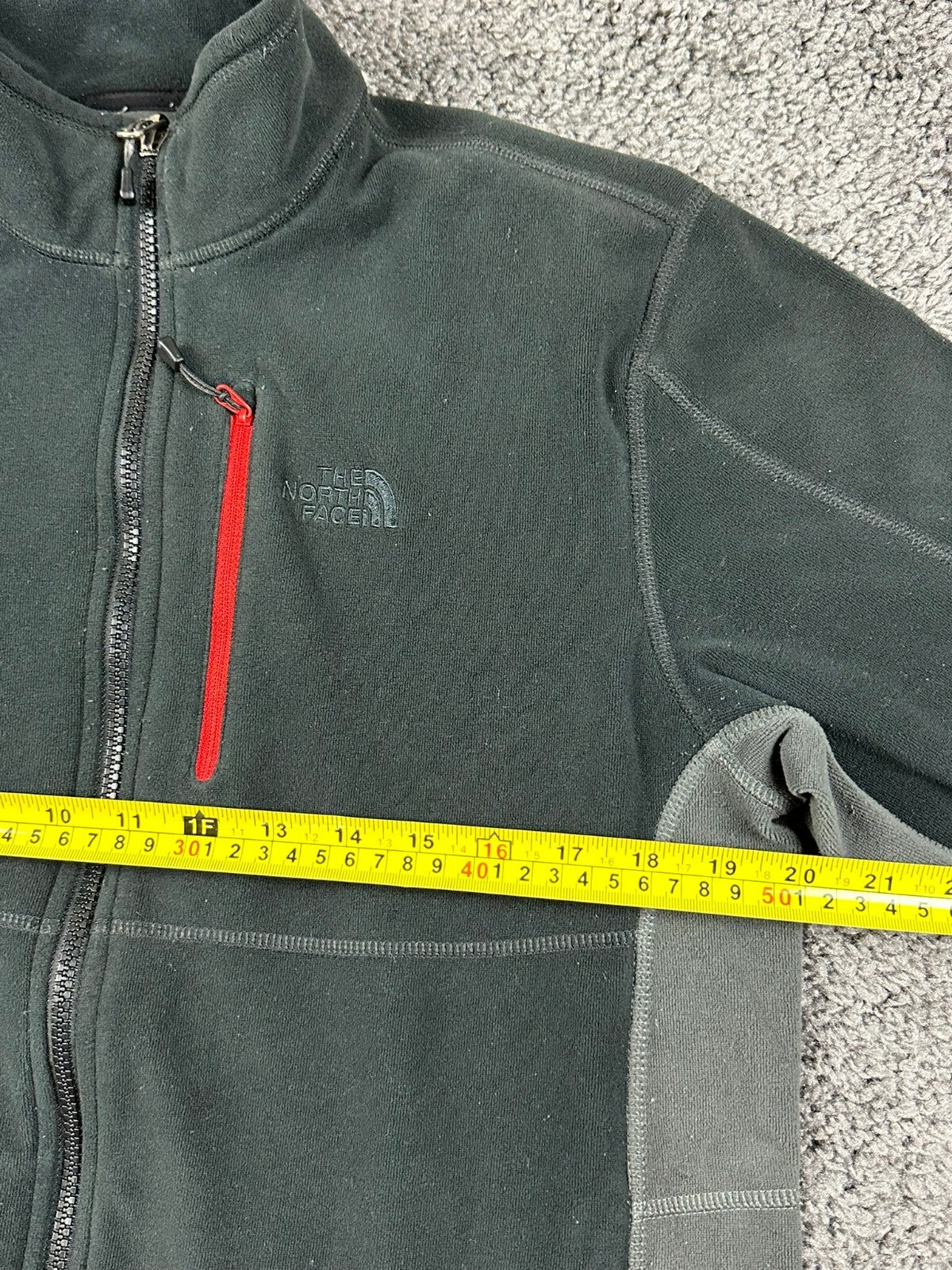 The North Face Polartec Fleece Jacket Mens Medium Full Zip Black Grey