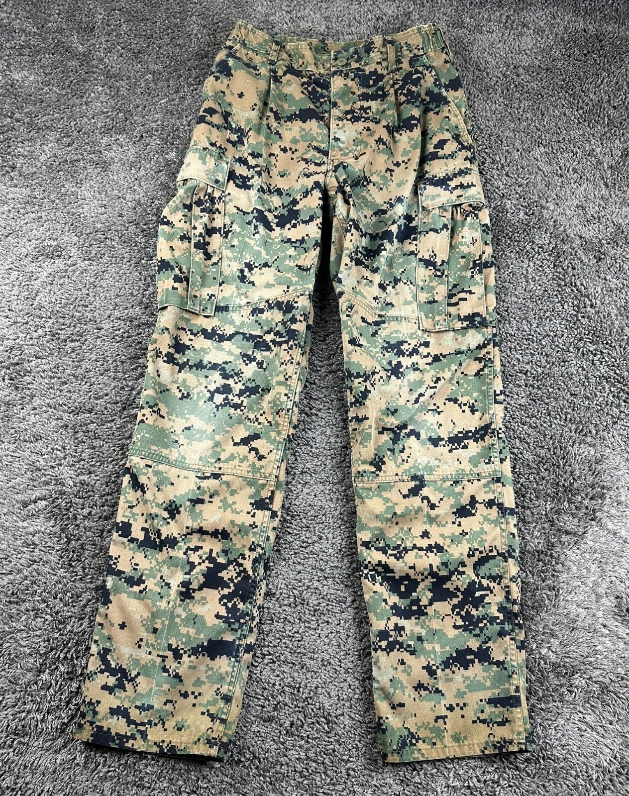 USMC Woodland MARPAT Combat Utility Pants Long Military Cargo Trousers Sz Small