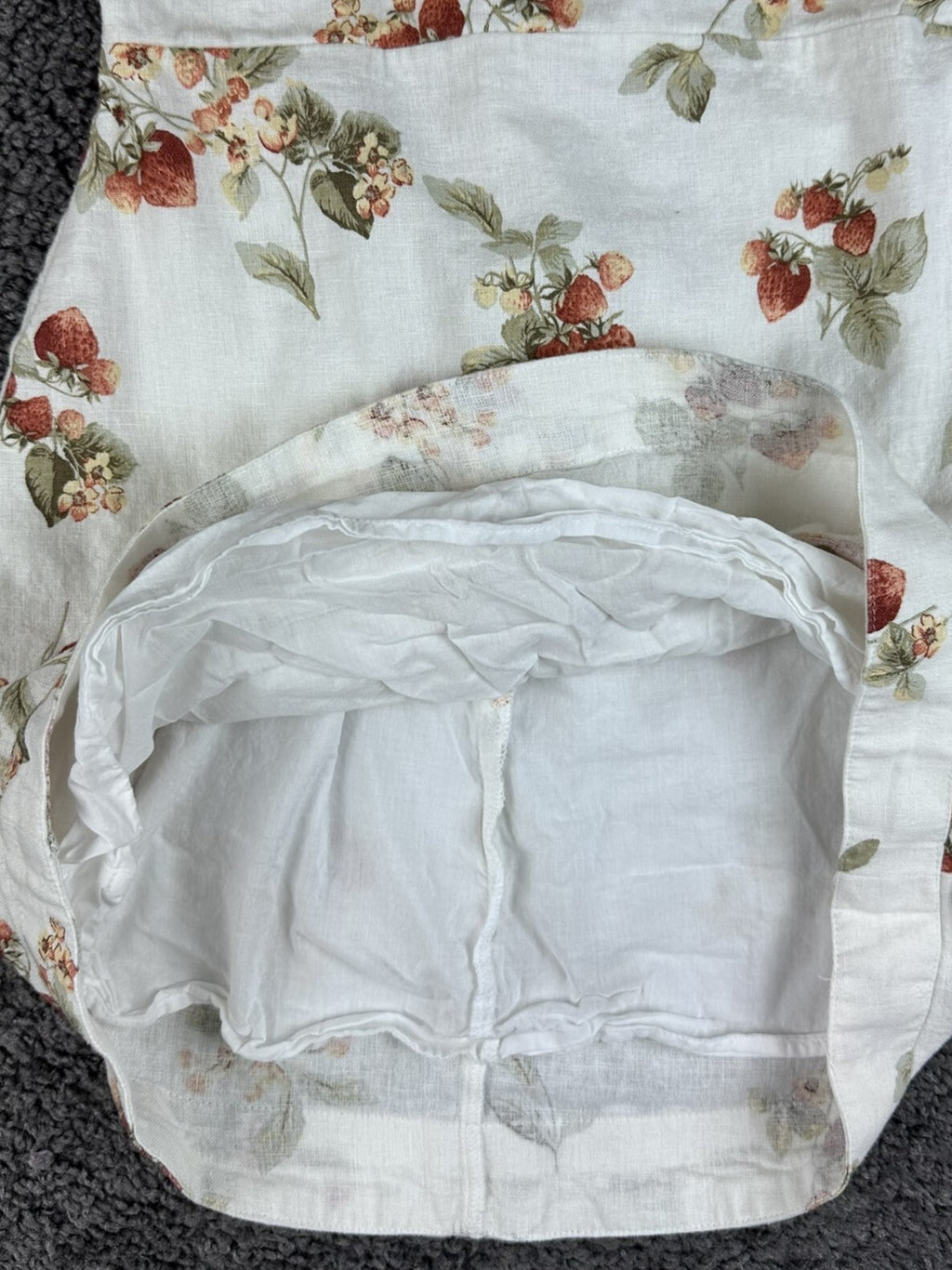 Abercrombie & Fitch Dress Womens XSP Sundress White Strawberry Linen