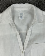 Sigrid Olsen 100% Linen Long Sleeve Shirt Womens White Button Down Roll Tab XS