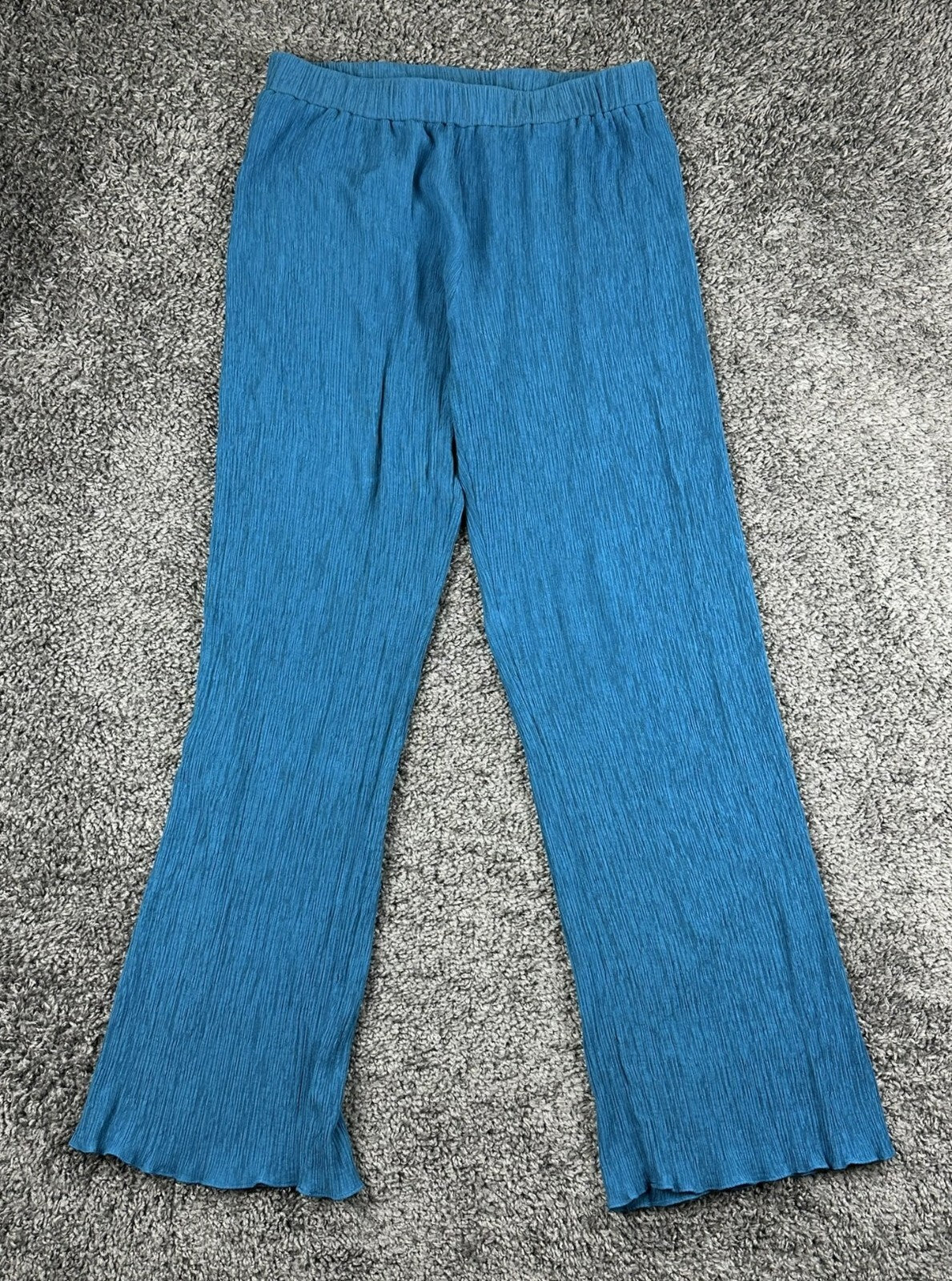 Hatch Women's Size 4 Blue Crinkle Pull-On Casual Pants Relaxed Trousers
