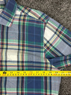 Gant Rugger Men's Large L Plaid Fall Madras Long Sleeve Shirt Blue Green