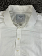 Charles Tyrwhitt Mens White Herringbone Non Iron French Cuff Dress Shirt 17/37