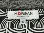 Morgan De Toi Odesir Blouse Black White Geometric Wrap Long Sleeve Top Sz XS 34