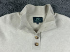 EllandEmm Womens Sweater Beige XS Mock Neck Button Pullover Quiet Luxury