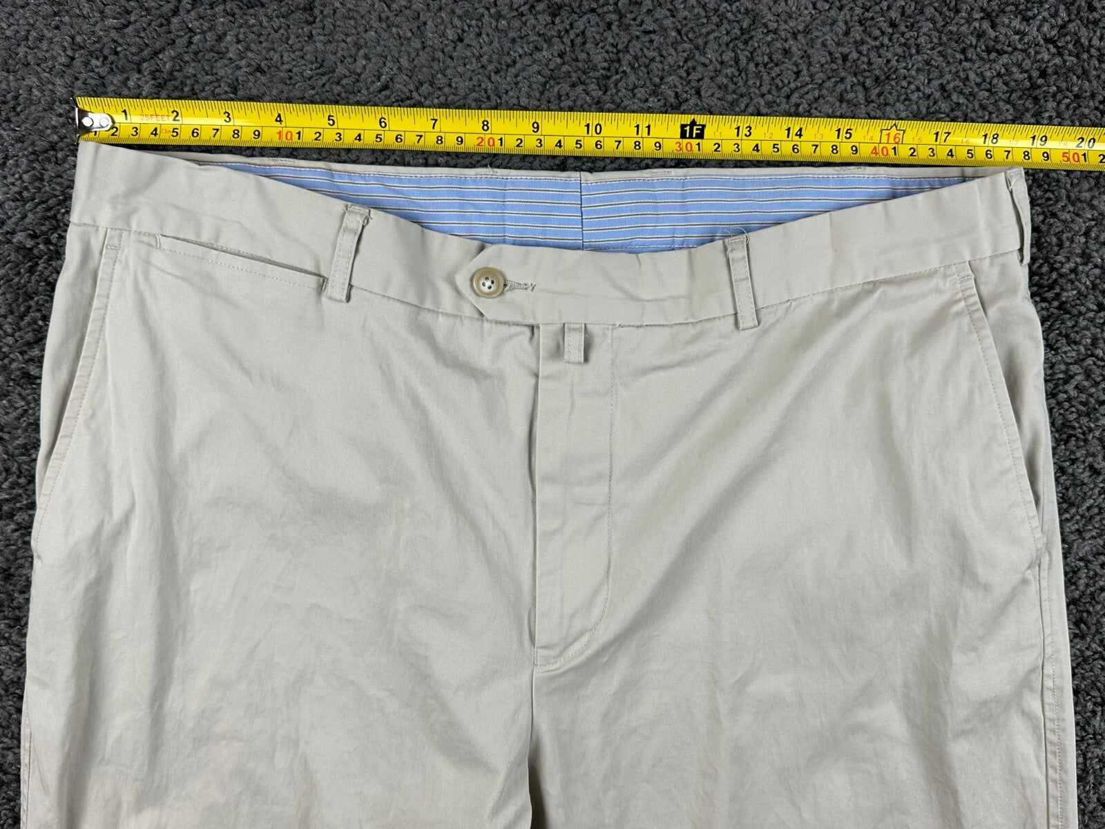 Faconnable Mens Chino Pants Flat Front Beige Tan Cotton Stretch Trousers Sz 38
