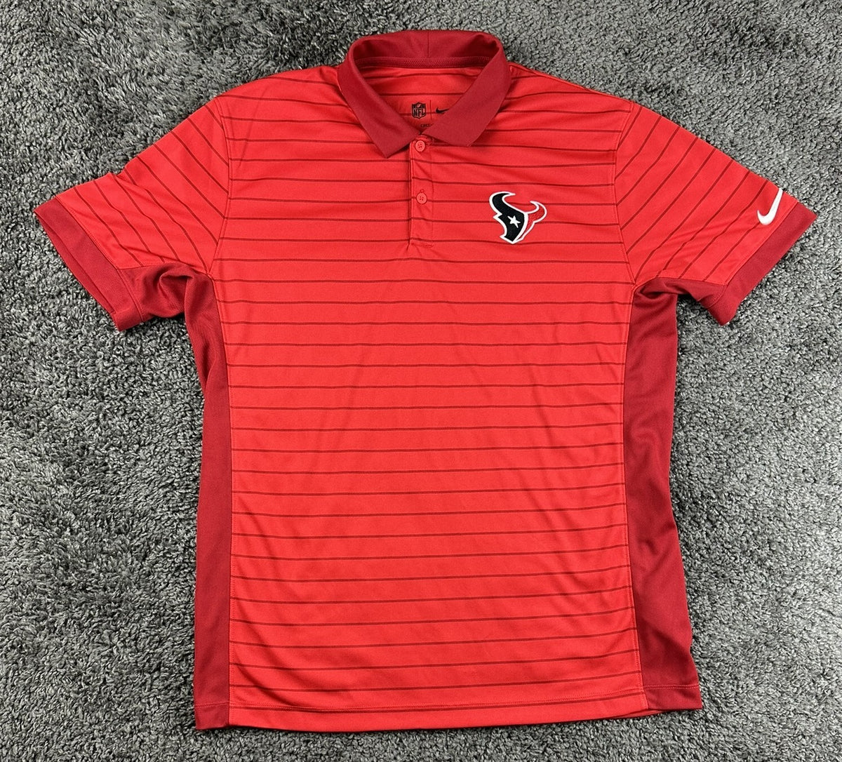 Nike NFL Houston Texans Polo Shirt Mens Medium Red Dri-FIT Team Issued Staff M