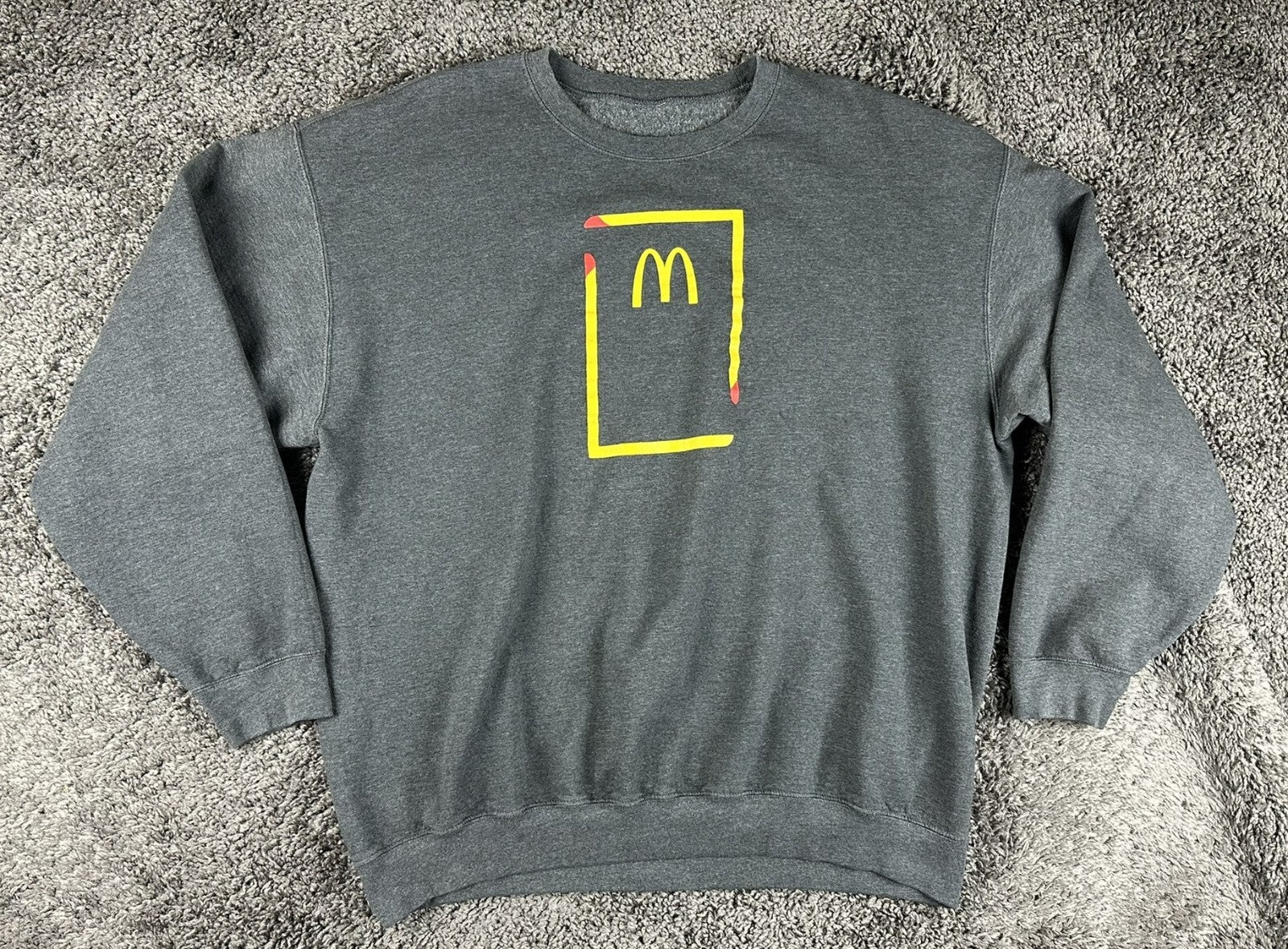 McDonalds Employee Gray Crewneck Sweatshirt Golden Arches Graphic Pullover XXL