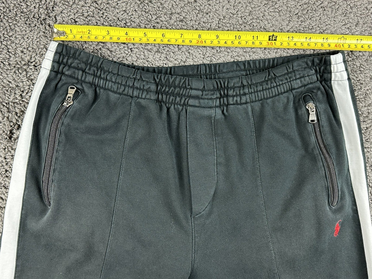 Polo Ralph Lauren Mens M Black White Stripe Interlock Track Pants Joggers