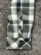 Hang Ten Mens Large L Black Gray Plaid Flannel Hooded Quilted Lined Jacket