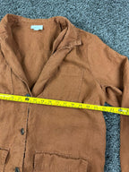 J Jill Love Linen Womens Medium Rust Long Sleeve Button Up Overshirt