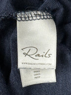 Rails Women's Size S Blue White Butterfly Print Linen Tencel V-Neck Tee Top