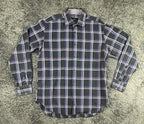 Bugatchi Uomo Mens XL Black Purple Plaid Long Sleeve Button Up Shirt Casual Top