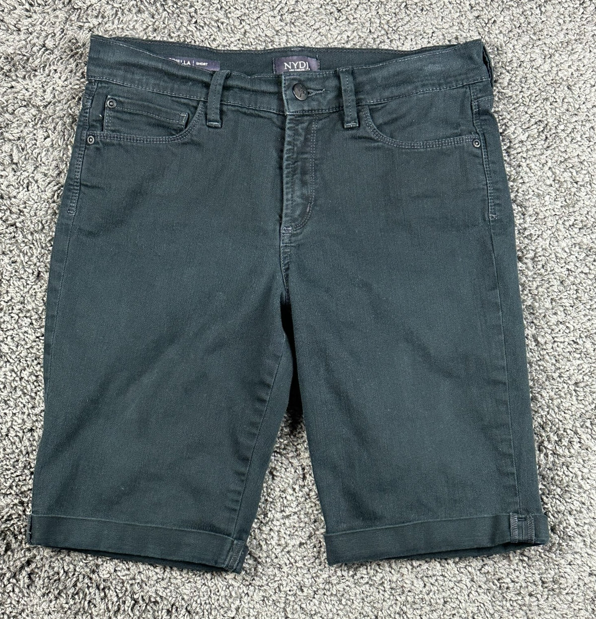 NYDJ Briella Womens 4 Black Roll Cuff Bermuda Jean Shorts
