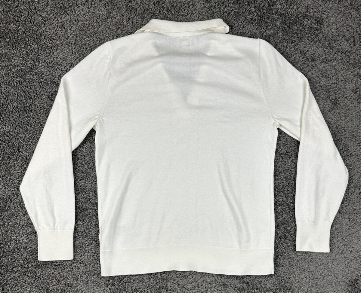 J.Crew Women's Cotton Johnny-Collar Long Sleeve Sweater White Medium