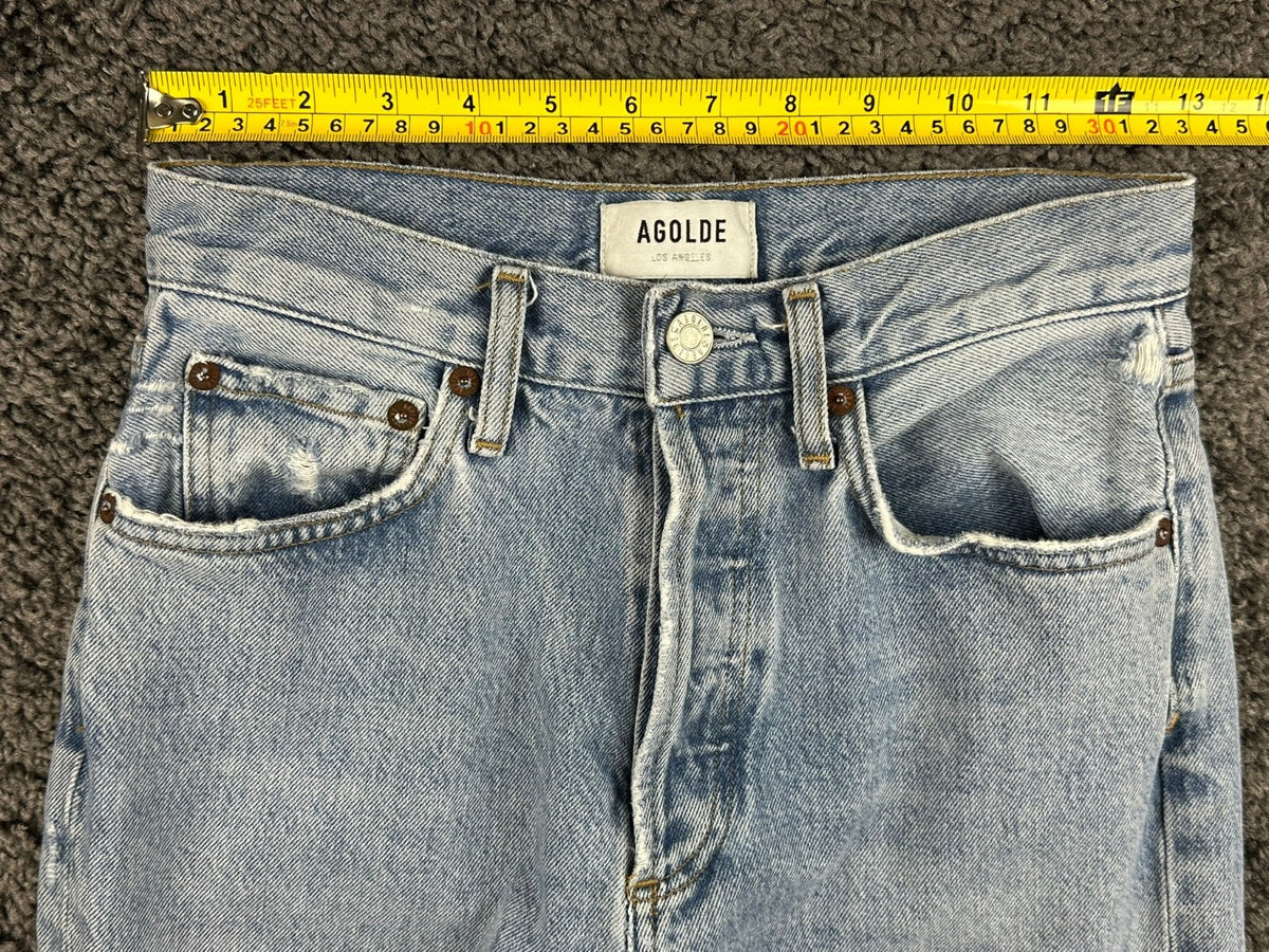 AGOLDE Womens 23 Riptide Lana Straight Leg Distressed Organic Cotton Jeans