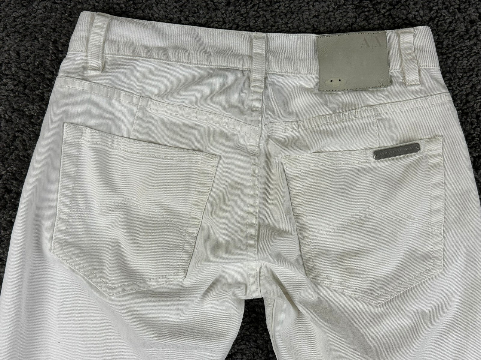 Armani Exchange Mens J130 Skinny White Jeans Stretch Cotton Pants AX 28 Short