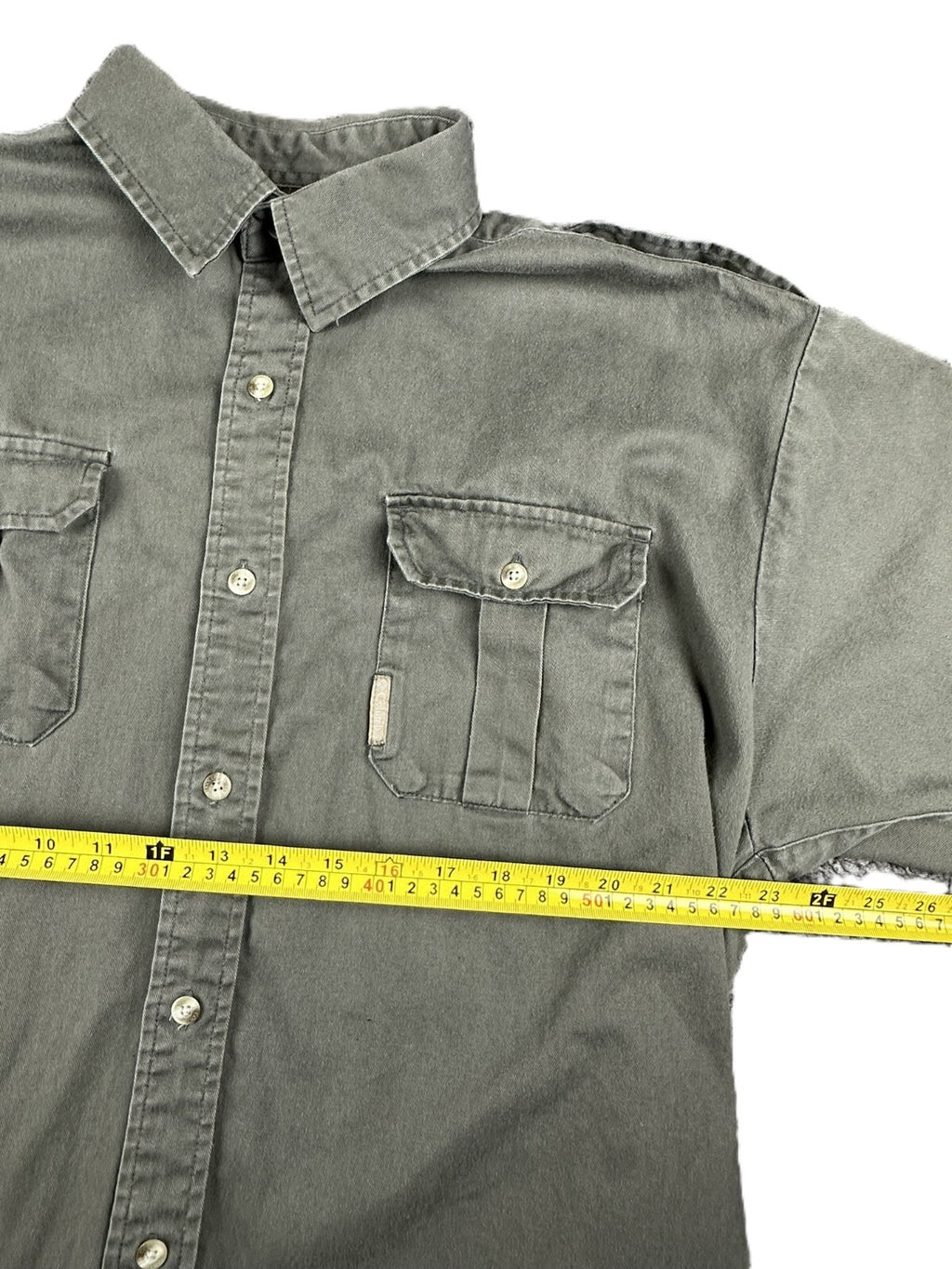 Vintage Columbia Mens XL Olive Green Cotton Safari Field Shirt Epaulets 90s