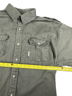 Vintage Columbia Mens XL Olive Green Cotton Safari Field Shirt Epaulets 90s