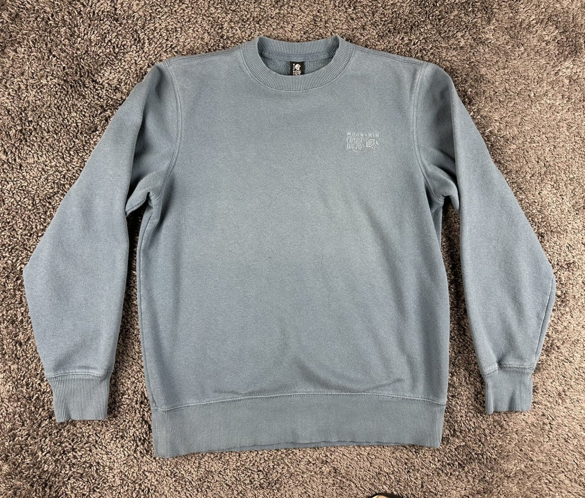 Mountain Hardwear Mens S MHW Logo Pullover Crewneck Sweatshirt Blue Slate Grey