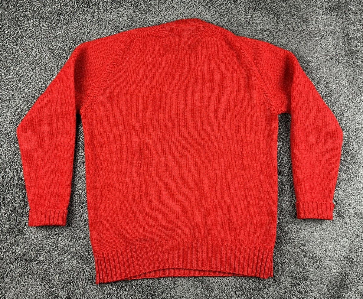 Braemar International Men's M Red 100% Wool Scottish Shetland Sweater Vintage