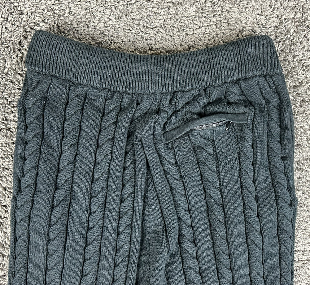 Rocawear Carlton Cable Knit Joggers Mens L Black Striped Sweatpants Sweater Knit