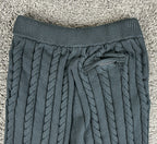 Rocawear Carlton Cable Knit Joggers Mens L Black Striped Sweatpants Sweater Knit