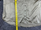 Como Black Blouse Womens Large Champagne Silk-Like Satin Button Up Shirt NWT