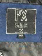 PX Clothing Mens 3XLT Blue Bomber Jacket Suede Feel Grey Sleeves Flight Jacket
