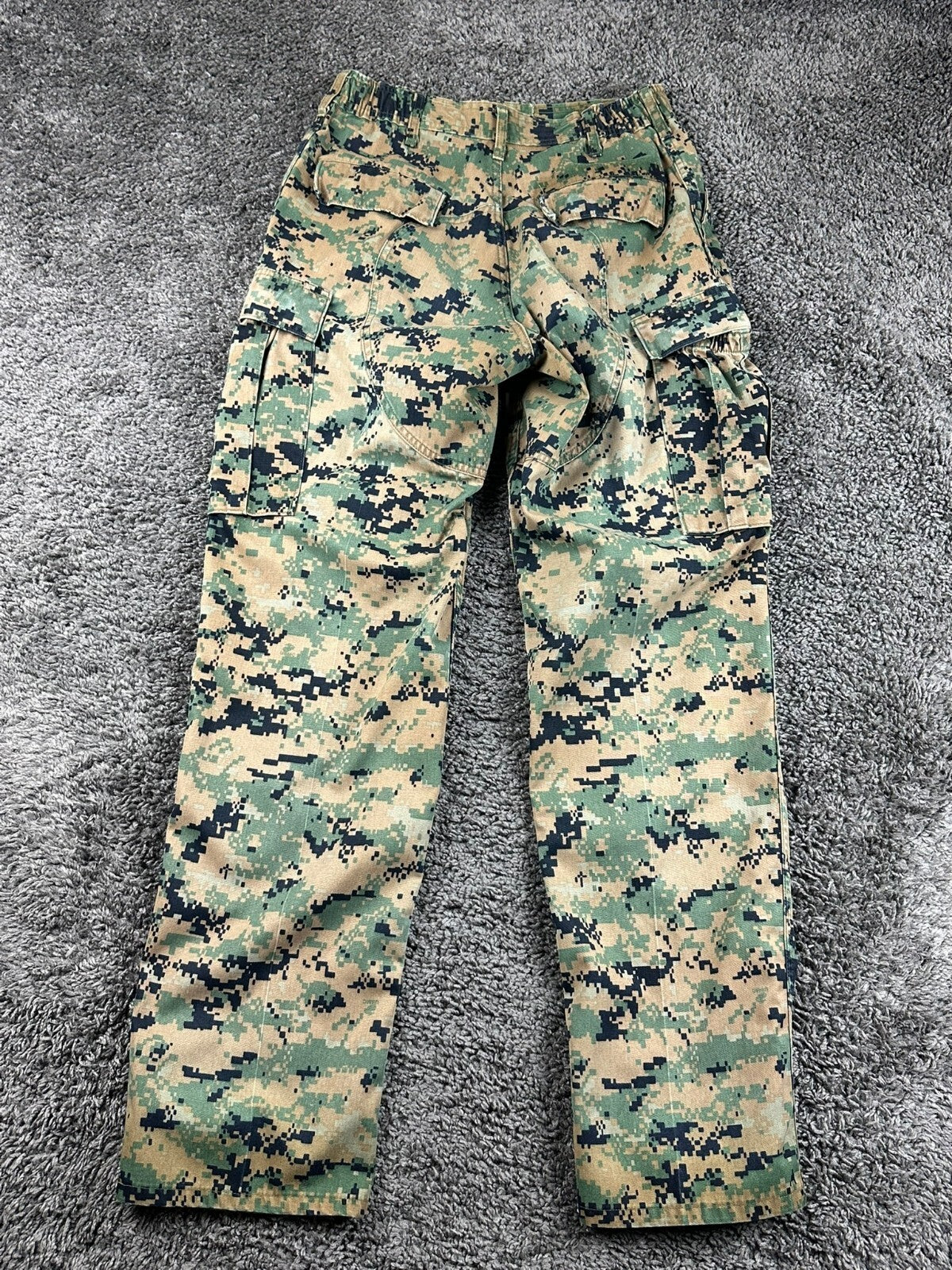 USMC Woodland MARPAT Combat Utility Pants Long Military Cargo Trousers Sz Small