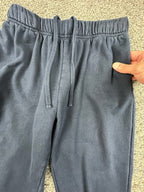 Garage Women's Small S Fleece Joggers Sweatpants Navy Blue Elastic Cinch Hem