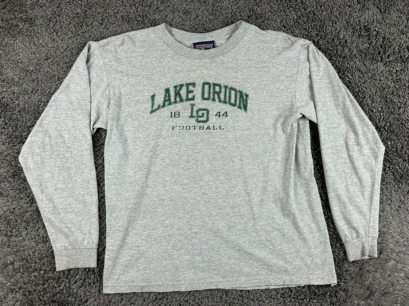Vintage 90's JanSport Lake Orion Football Shirt Gray Mens XL (Fits Small)
