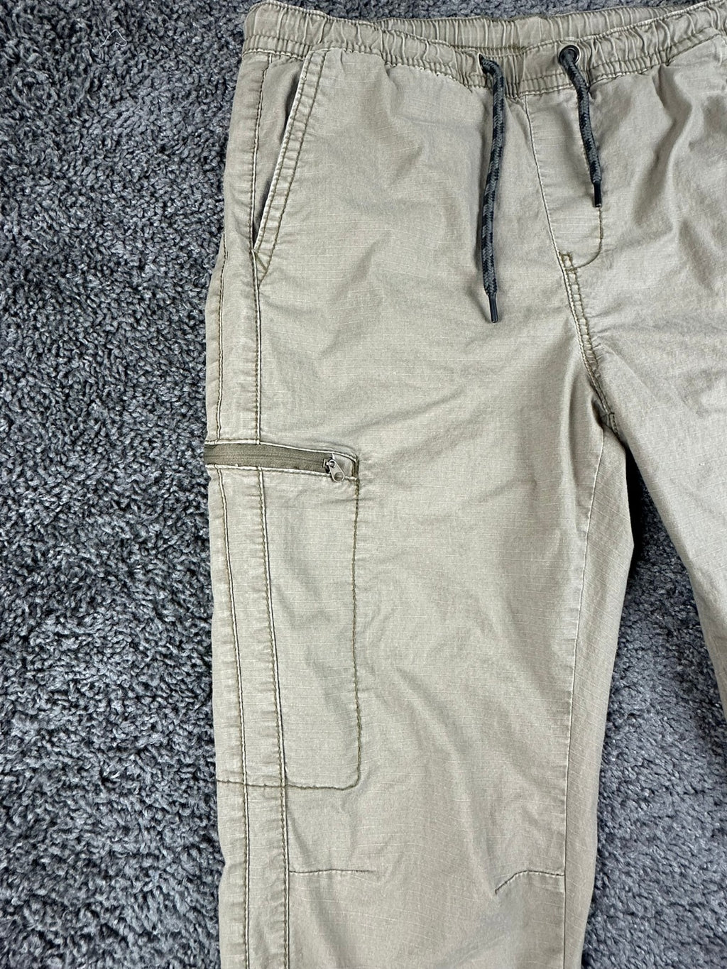 Union Mens M Khaki Stretch Cargo Jogger Pants Zipper Pockets
