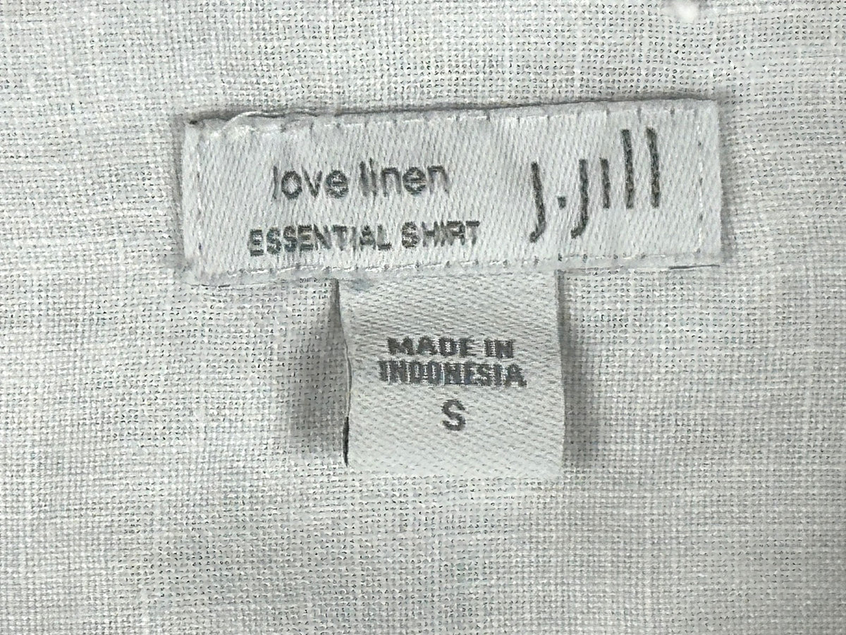 J. Jill Womens White 100% Linen Long Sleeve Button Up Shirt Size S Love Linen