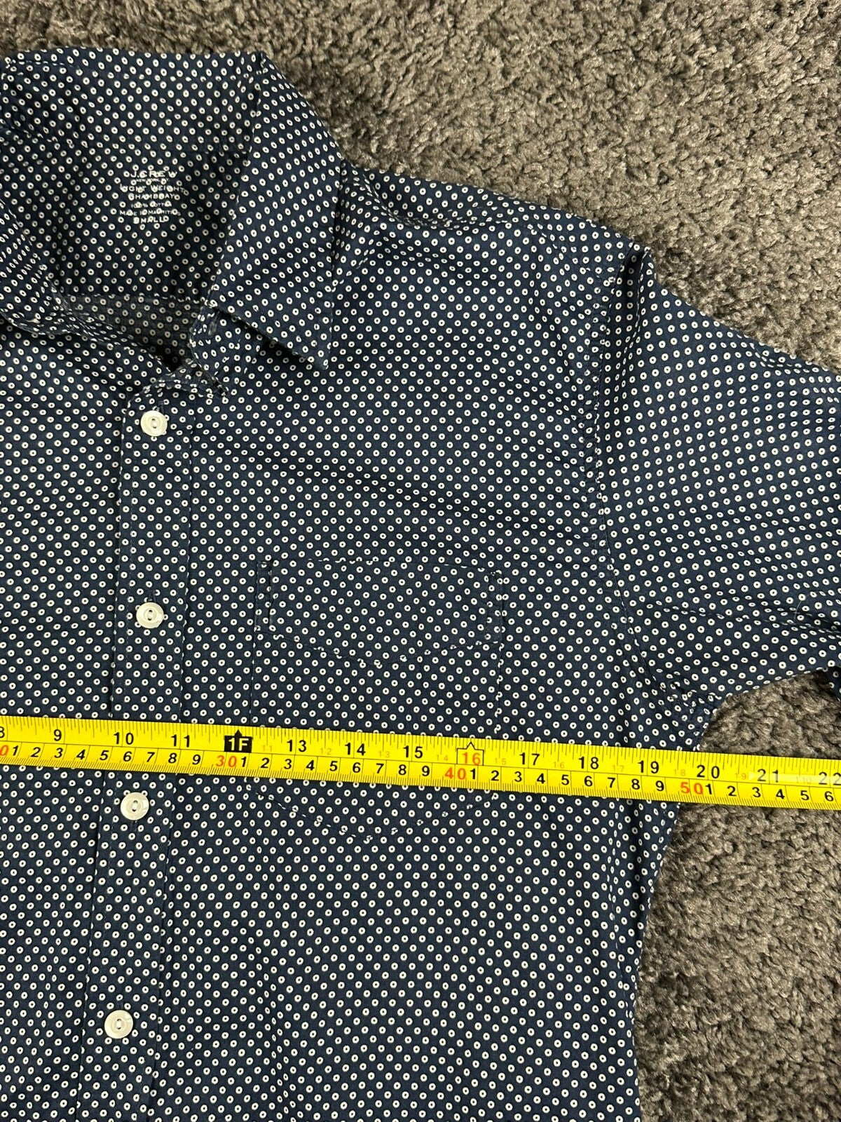 J.Crew Lightweight Chambray Men's S Navy Blue Dotted Long Sleeve Button-Up Shirt