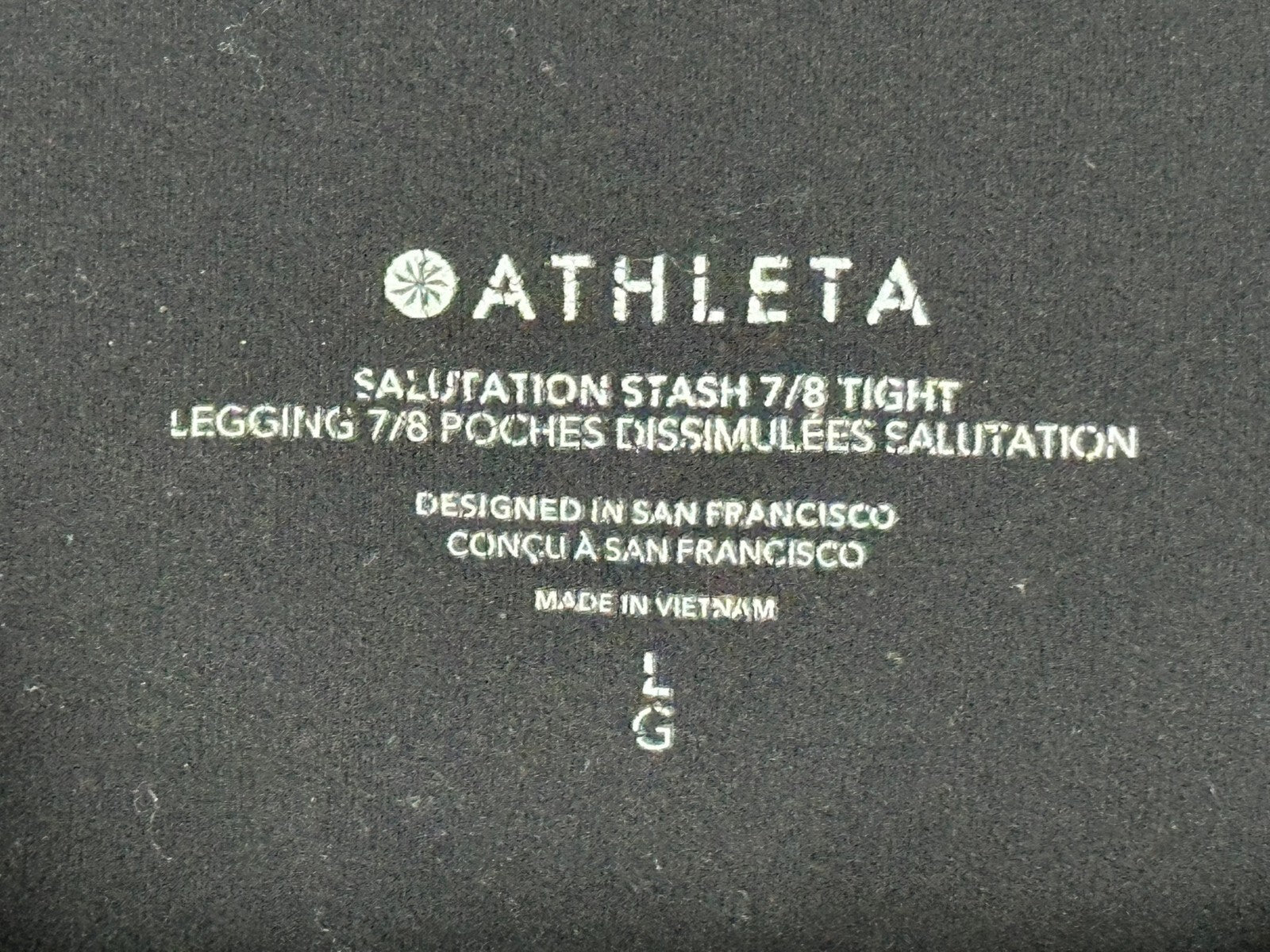 Athleta Salutation Stash 7/8 Women Black Pocket Leggings Sz L