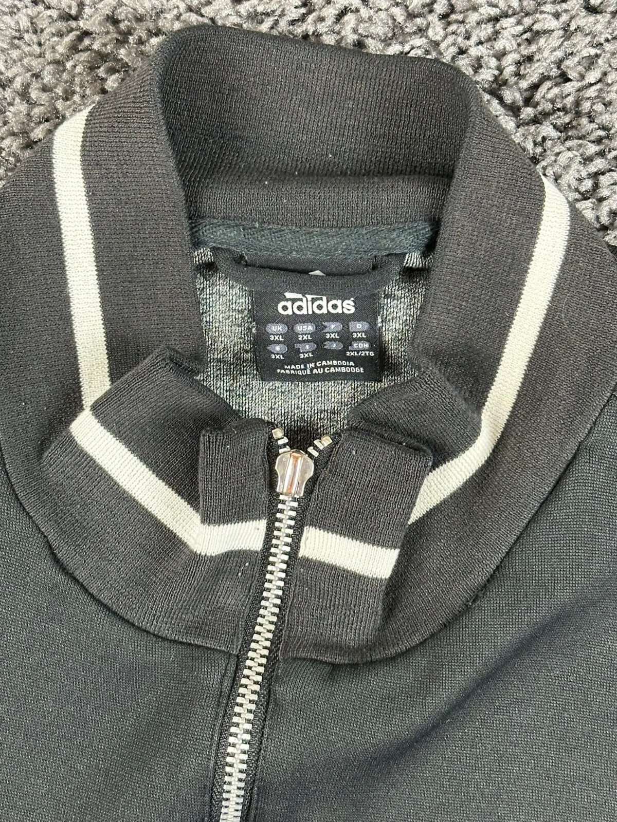 Vintage 2004 Adidas Track Jacket Mens Black White 3 Stripes Y2K Full Zip Sz 2XL