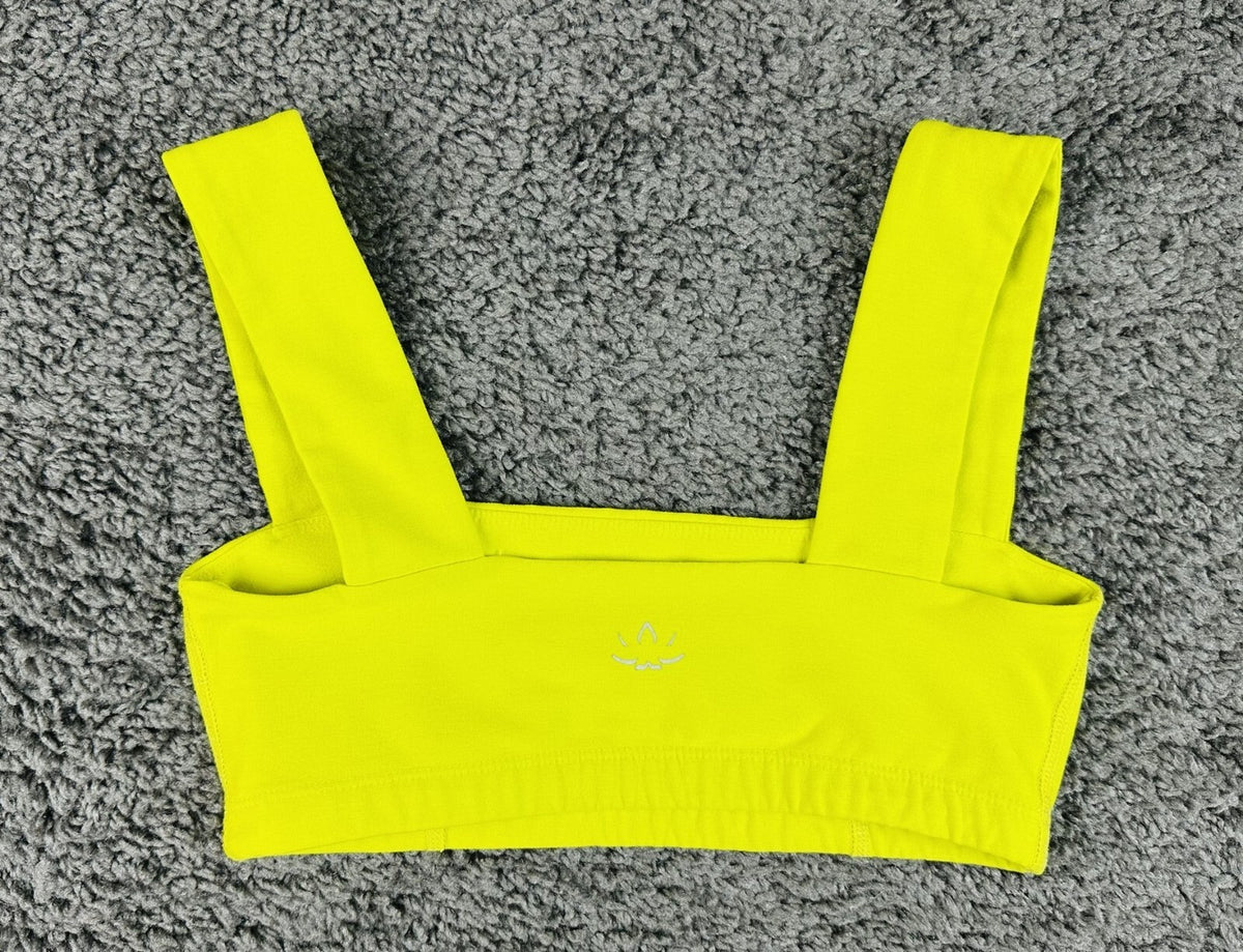 Beyond Yoga Womens XS Neon Yellow Spacedye Square Neck Bra & Midi Legging Set