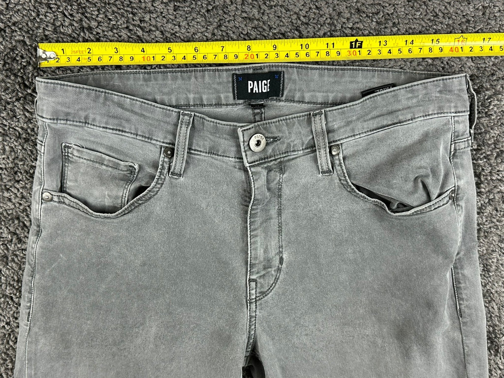PAIGE Mens 32 Lennox Vintage Grey Sky Slim Fit Denim Jeans USA